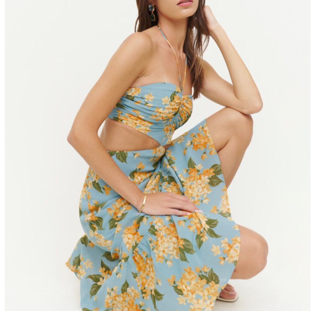 NEW Reformation Riya Halter Midi Dress Sz4 Carmela Floral